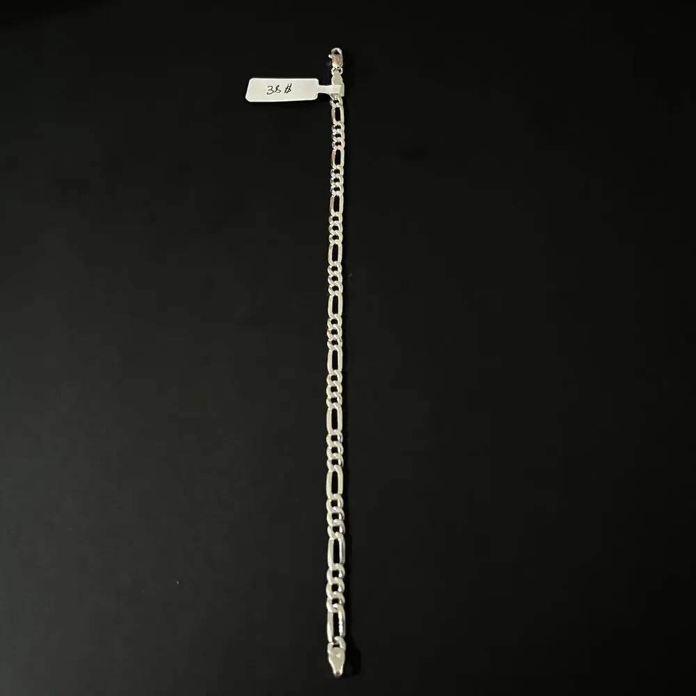 Esclava De Plata 925 Con Tejido Figaro,925 Silver Bracelet 8 Inch